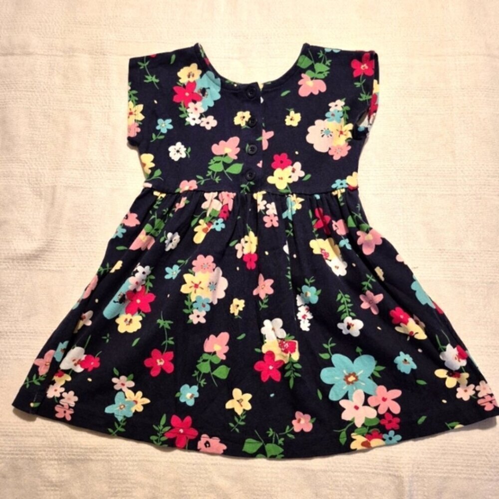 Hanna Andersson girls size 100 or 4 sleeveless navy blue with flowers EUC